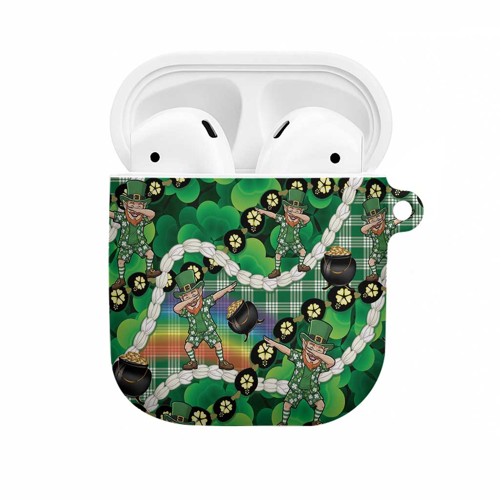 St Patrick's Day Palaka Hawaii AirPods Case Kukui Nut Pikake Lei Shamrock Dabbing Leprechaun