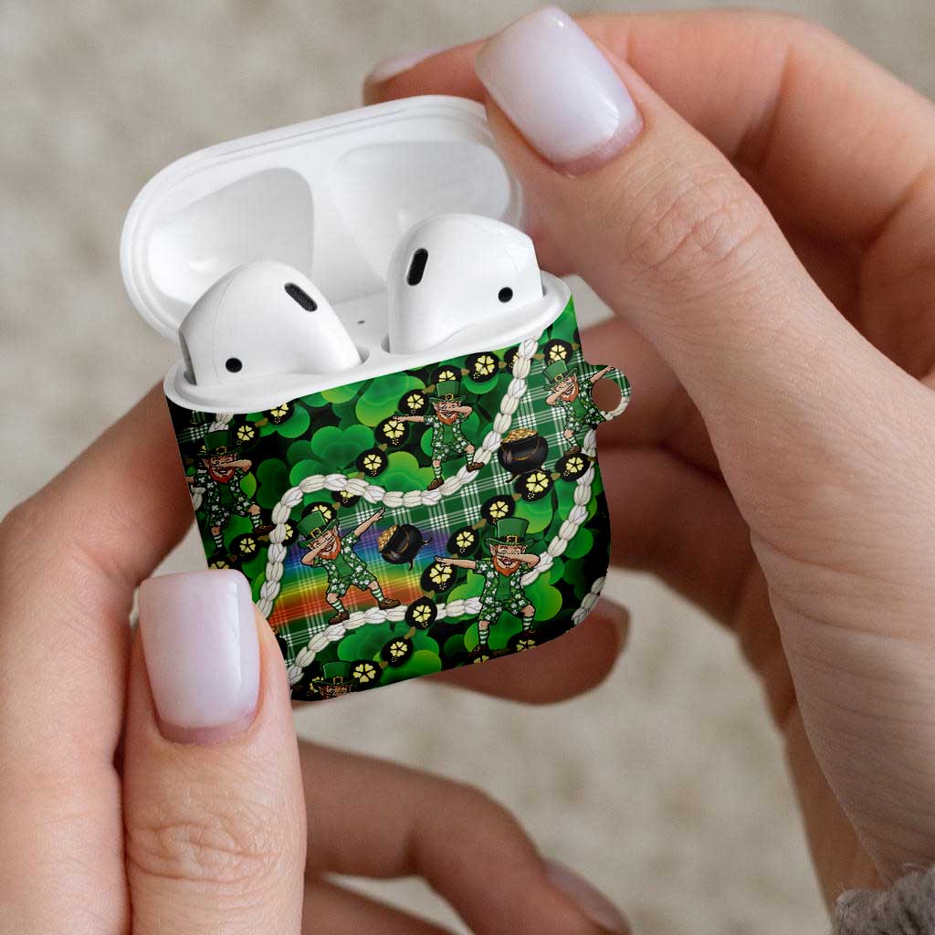 St Patrick's Day Palaka Hawaii AirPods Case Kukui Nut Pikake Lei Shamrock Dabbing Leprechaun