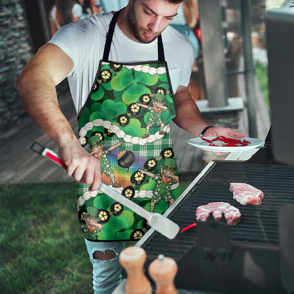 St Patrick's Day Palaka Hawaii Apron Kukui Nut Pikake Lei Shamrock Dabbing Leprechaun