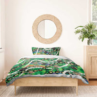 St Patrick's Day Palaka Hawaii Bedding Set Kukui Nut Pikake Lei Shamrock Dabbing Leprechaun