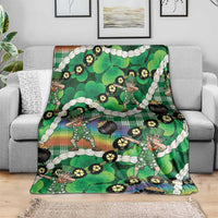 St Patrick's Day Palaka Hawaii Blanket Kukui Nut Pikake Lei Shamrock Dabbing Leprechaun