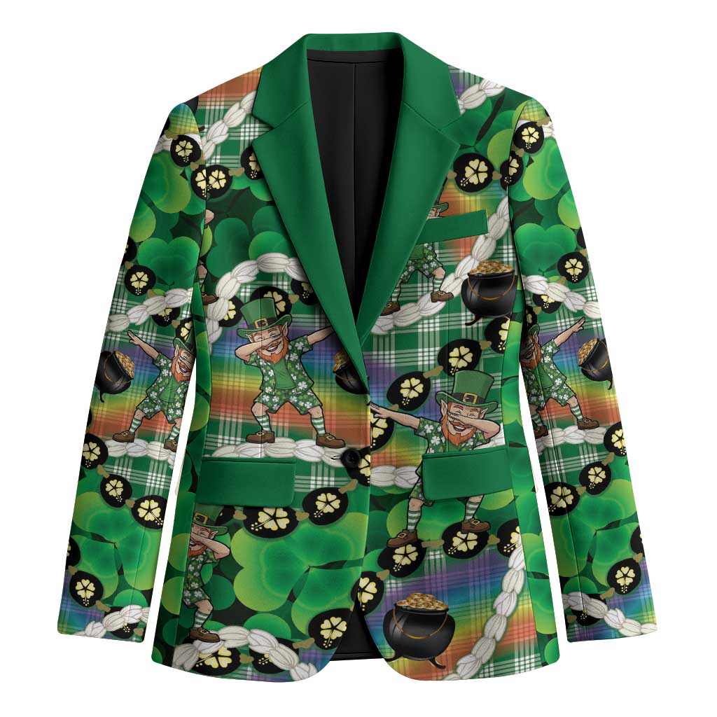 St Patrick's Day Palaka Hawaii Blazer Kukui Nut Pikake Lei Shamrock Dabbing Leprechaun