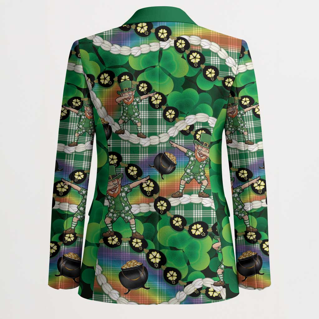 St Patrick's Day Palaka Hawaii Blazer Kukui Nut Pikake Lei Shamrock Dabbing Leprechaun