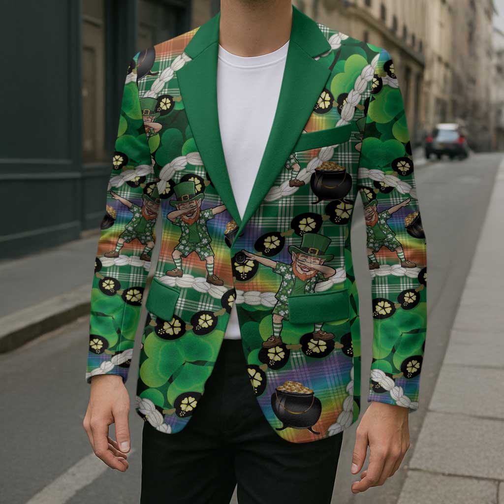 St Patrick's Day Palaka Hawaii Blazer Kukui Nut Pikake Lei Shamrock Dabbing Leprechaun
