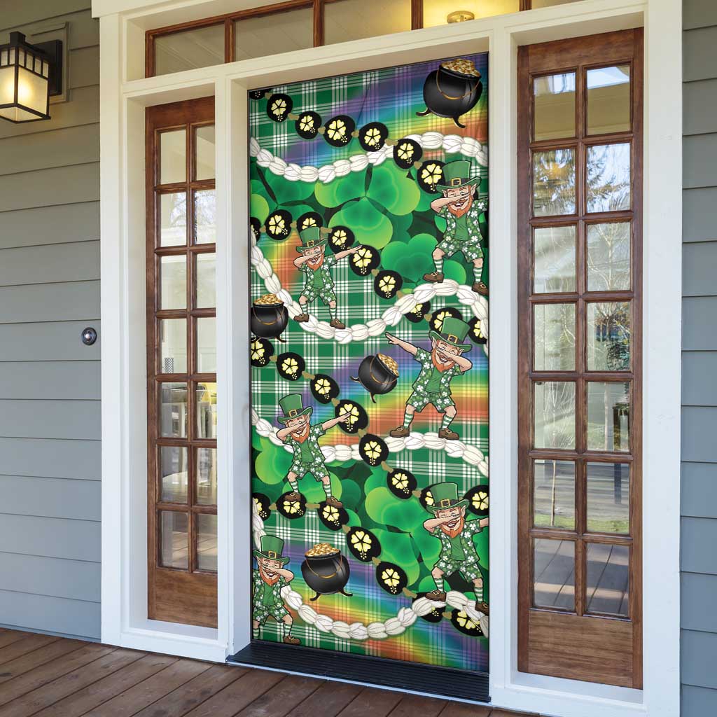 St Patrick's Day Palaka Hawaii Door Cover Kukui Nut Pikake Lei Shamrock Dabbing Leprechaun LT14 - Polynesian Pride