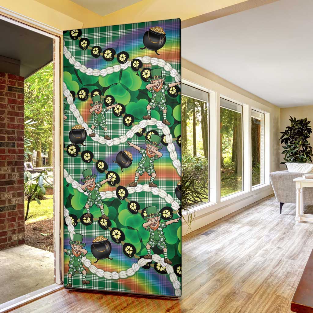St Patrick's Day Palaka Hawaii Door Cover Kukui Nut Pikake Lei Shamrock Dabbing Leprechaun LT14 - Polynesian Pride