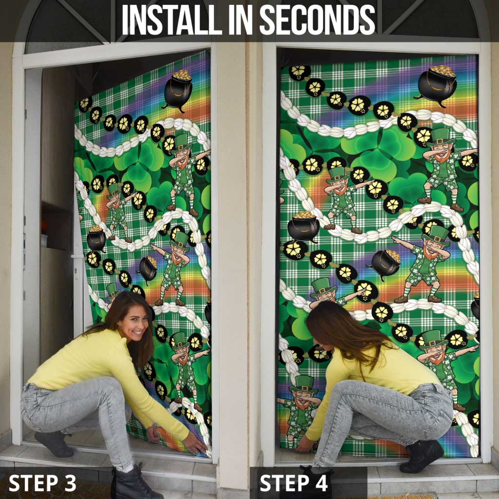 St Patrick's Day Palaka Hawaii Door Cover Kukui Nut Pikake Lei Shamrock Dabbing Leprechaun LT14 - Polynesian Pride