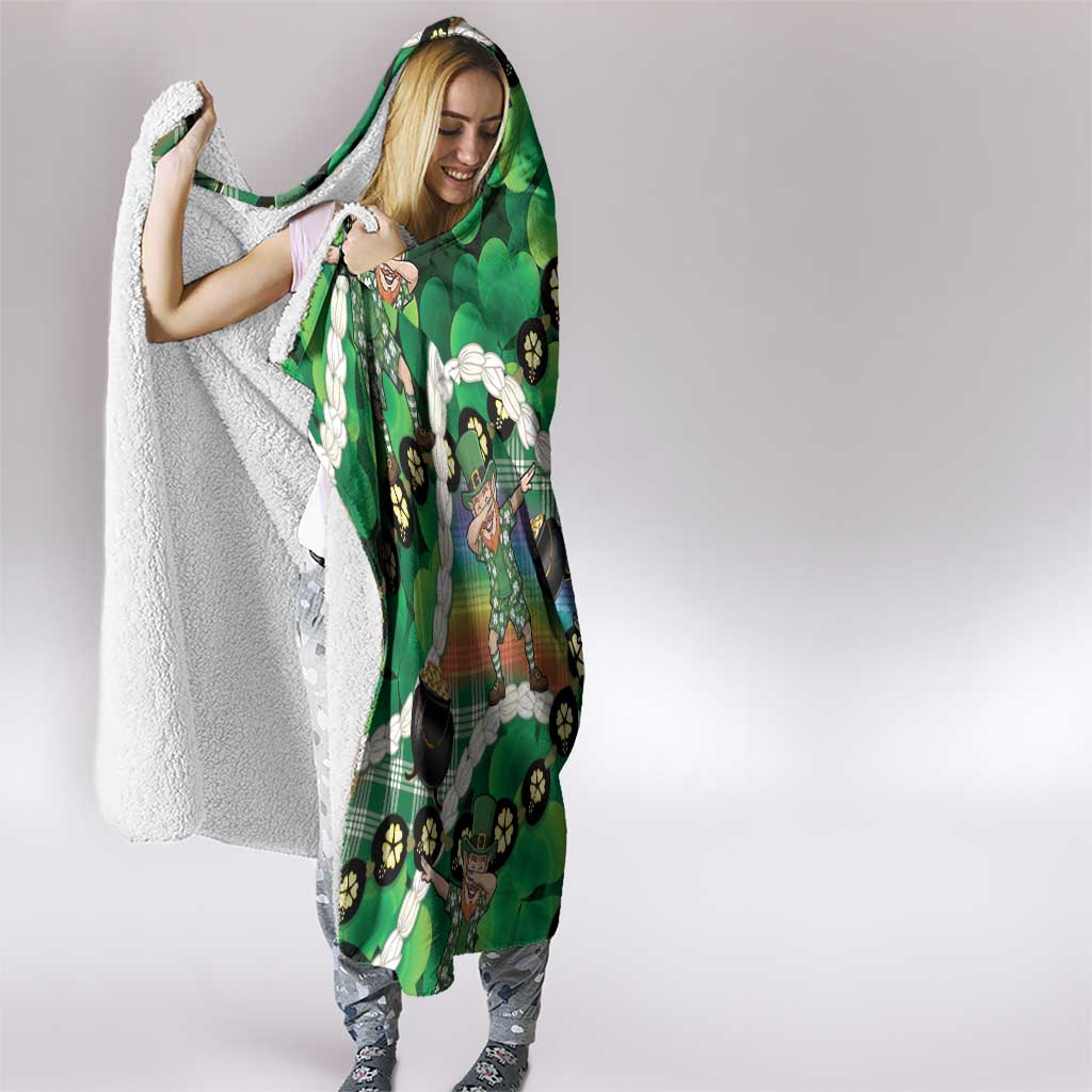St Patrick's Day Palaka Hawaii Hooded Blanket Kukui Nut Pikake Lei Shamrock Dabbing Leprechaun LT14 - Polynesian Pride
