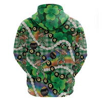 St Patrick's Day Palaka Hawaii Hoodie Kukui Nut Pikake Lei Shamrock Dabbing Leprechaun LT14 - Polynesian Pride