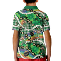 St Patrick's Day Palaka Hawaii Kid Polo Shirt Kukui Nut Pikake Lei Shamrock Dabbing Leprechaun LT14 - Polynesian Pride