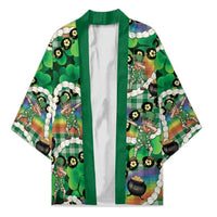 St Patrick's Day Palaka Hawaii Kimono Kukui Nut Pikake Lei Shamrock Dabbing Leprechaun LT14 Unisex Green - Polynesian Pride