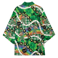 St Patrick's Day Palaka Hawaii Kimono Kukui Nut Pikake Lei Shamrock Dabbing Leprechaun LT14 - Polynesian Pride