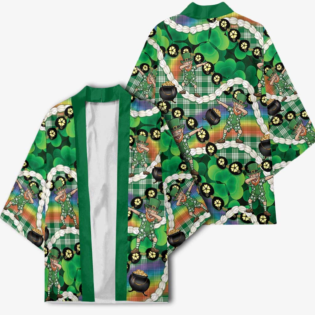 St Patrick's Day Palaka Hawaii Kimono Kukui Nut Pikake Lei Shamrock Dabbing Leprechaun LT14 - Polynesian Pride