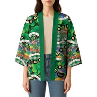 St Patrick's Day Palaka Hawaii Kimono Kukui Nut Pikake Lei Shamrock Dabbing Leprechaun LT14 - Polynesian Pride