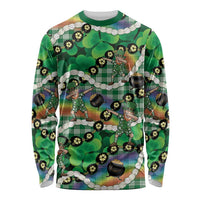 St Patrick's Day Palaka Hawaii Long Sleeve Shirt Kukui Nut Pikake Lei Shamrock Dabbing Leprechaun LT14 Unisex Green - Polynesian Pride
