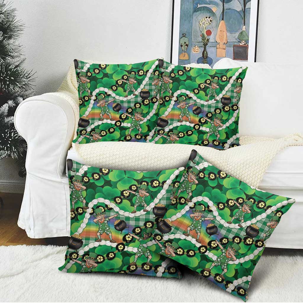 St Patrick's Day Palaka Hawaii Pillow Cover Kukui Nut Pikake Lei Shamrock Dabbing Leprechaun LT14 - Polynesian Pride