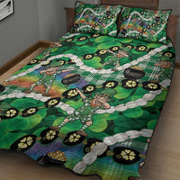 St Patrick's Day Palaka Hawaii Quilt Bed Set Kukui Nut Pikake Lei Shamrock Dabbing Leprechaun LT14 - Polynesian Pride