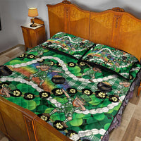St Patrick's Day Palaka Hawaii Quilt Bed Set Kukui Nut Pikake Lei Shamrock Dabbing Leprechaun LT14 - Polynesian Pride