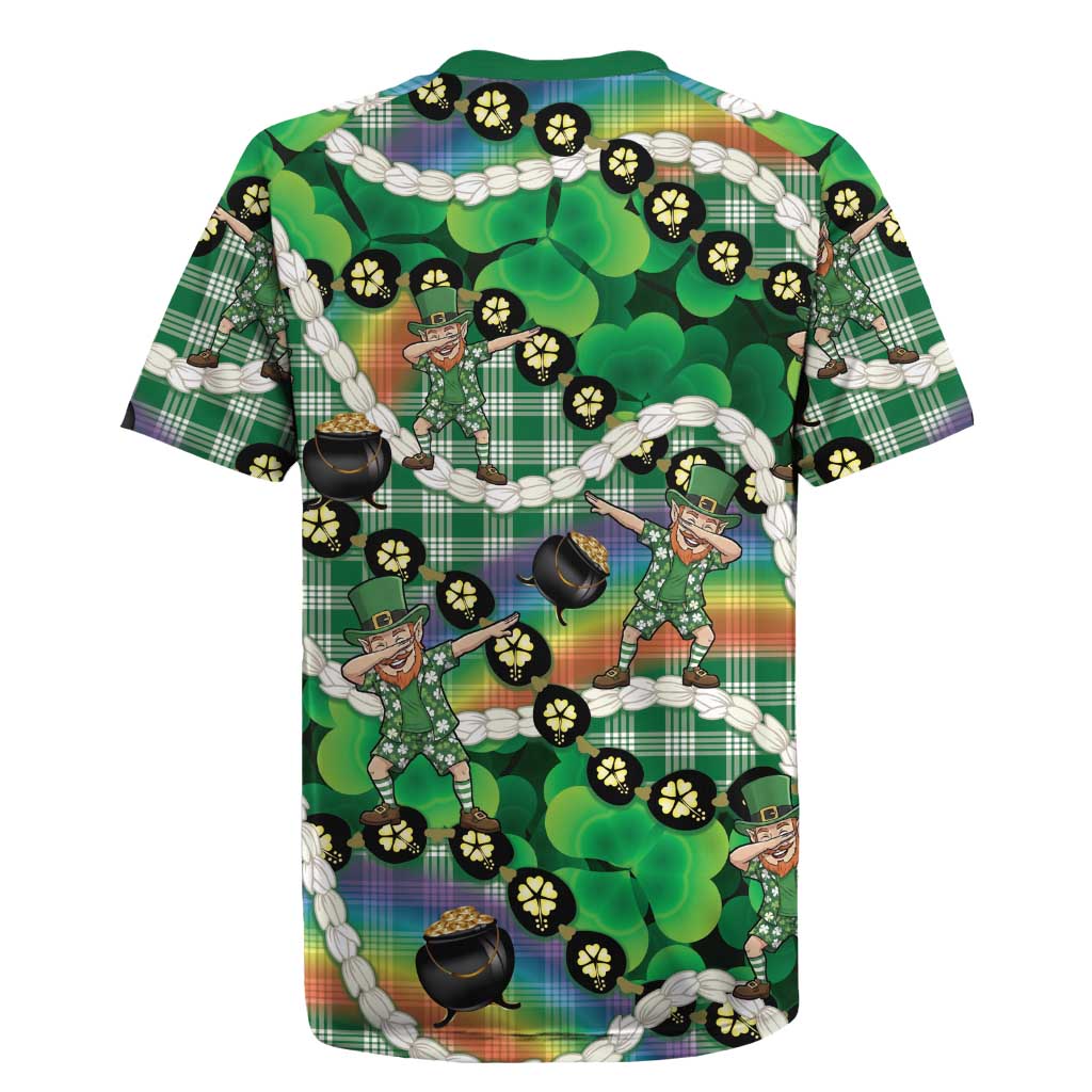 St Patrick's Day Palaka Hawaii Rugby Jersey Kukui Nut Pikake Lei Shamrock Dabbing Leprechaun LT14 - Polynesian Pride