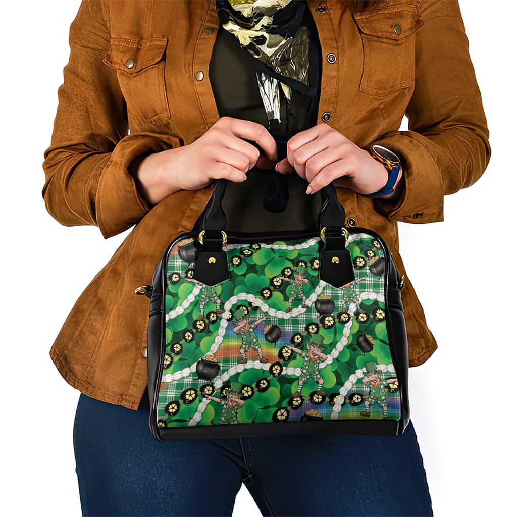St Patrick's Day Palaka Hawaii Shoulder Handbag Kukui Nut Pikake Lei Shamrock Dabbing Leprechaun LT14 - Polynesian Pride