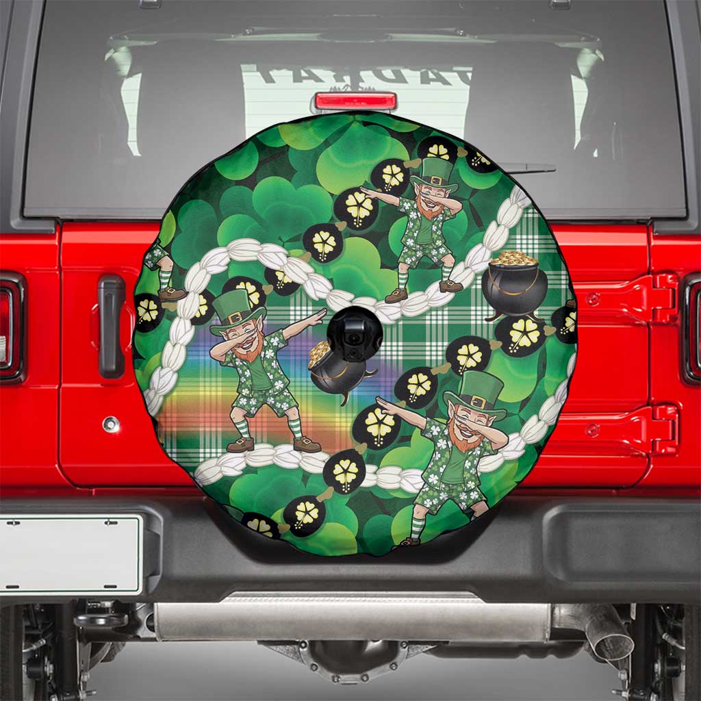 St Patrick's Day Palaka Hawaii Spare Tire Cover Kukui Nut Pikake Lei Shamrock Dabbing Leprechaun LT14 - Polynesian Pride