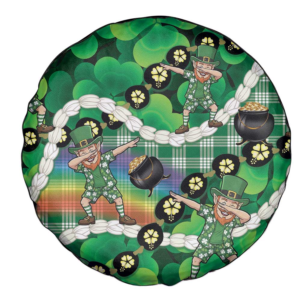 St Patrick's Day Palaka Hawaii Spare Tire Cover Kukui Nut Pikake Lei Shamrock Dabbing Leprechaun LT14 - Polynesian Pride