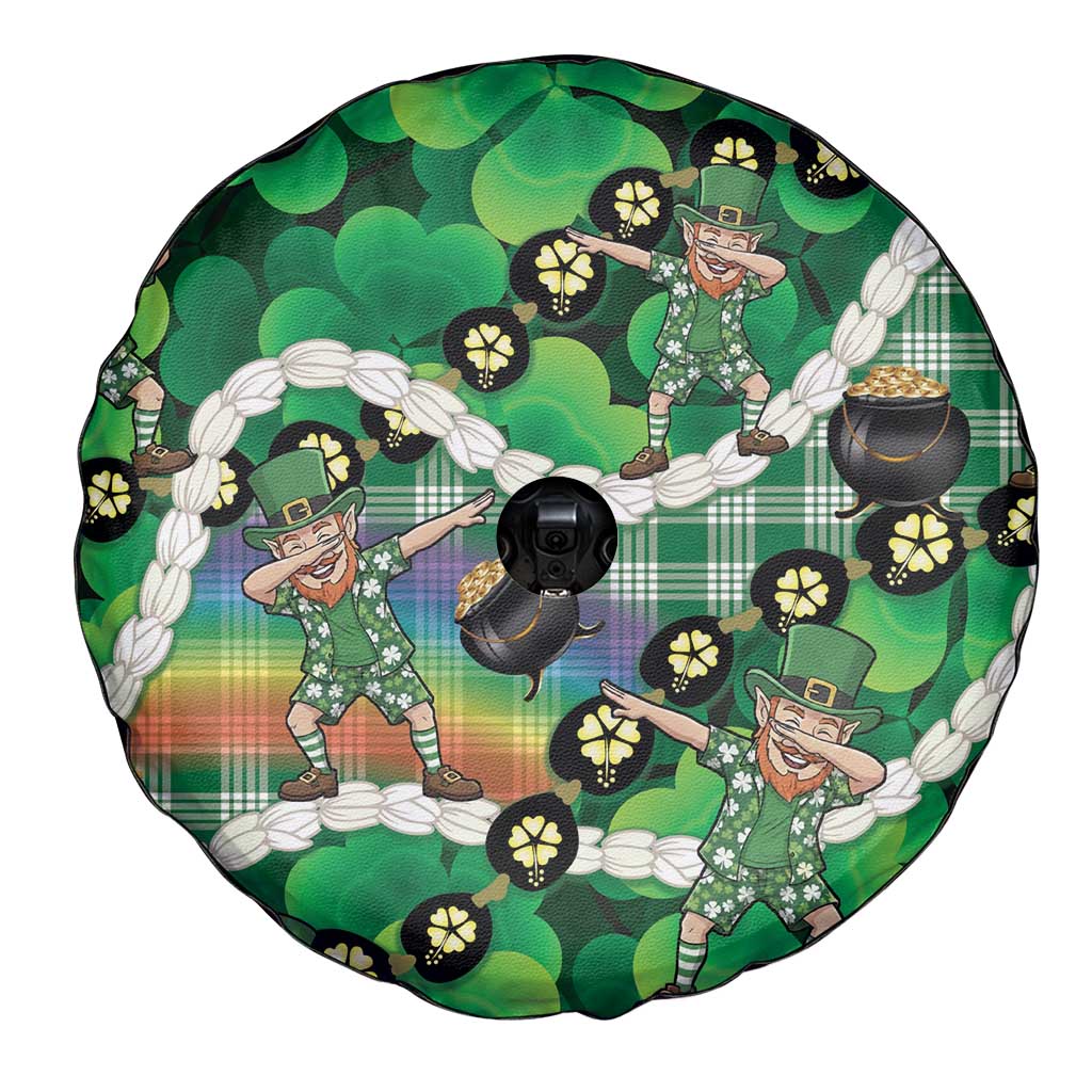 St Patrick's Day Palaka Hawaii Spare Tire Cover Kukui Nut Pikake Lei Shamrock Dabbing Leprechaun LT14 - Polynesian Pride