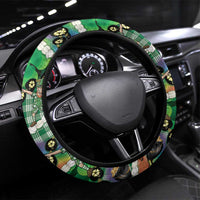 St Patrick's Day Palaka Hawaii Steering Wheel Cover Kukui Nut Pikake Lei Shamrock Dabbing Leprechaun