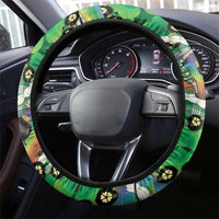 St Patrick's Day Palaka Hawaii Steering Wheel Cover Kukui Nut Pikake Lei Shamrock Dabbing Leprechaun