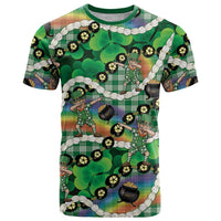 St Patrick's Day Palaka Hawaii T Shirt Kukui Nut Pikake Lei Shamrock Dabbing Leprechaun