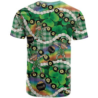 St Patrick's Day Palaka Hawaii T Shirt Kukui Nut Pikake Lei Shamrock Dabbing Leprechaun