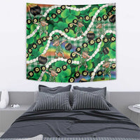 St Patrick's Day Palaka Hawaii Tapestry Kukui Nut Pikake Lei Shamrock Dabbing Leprechaun