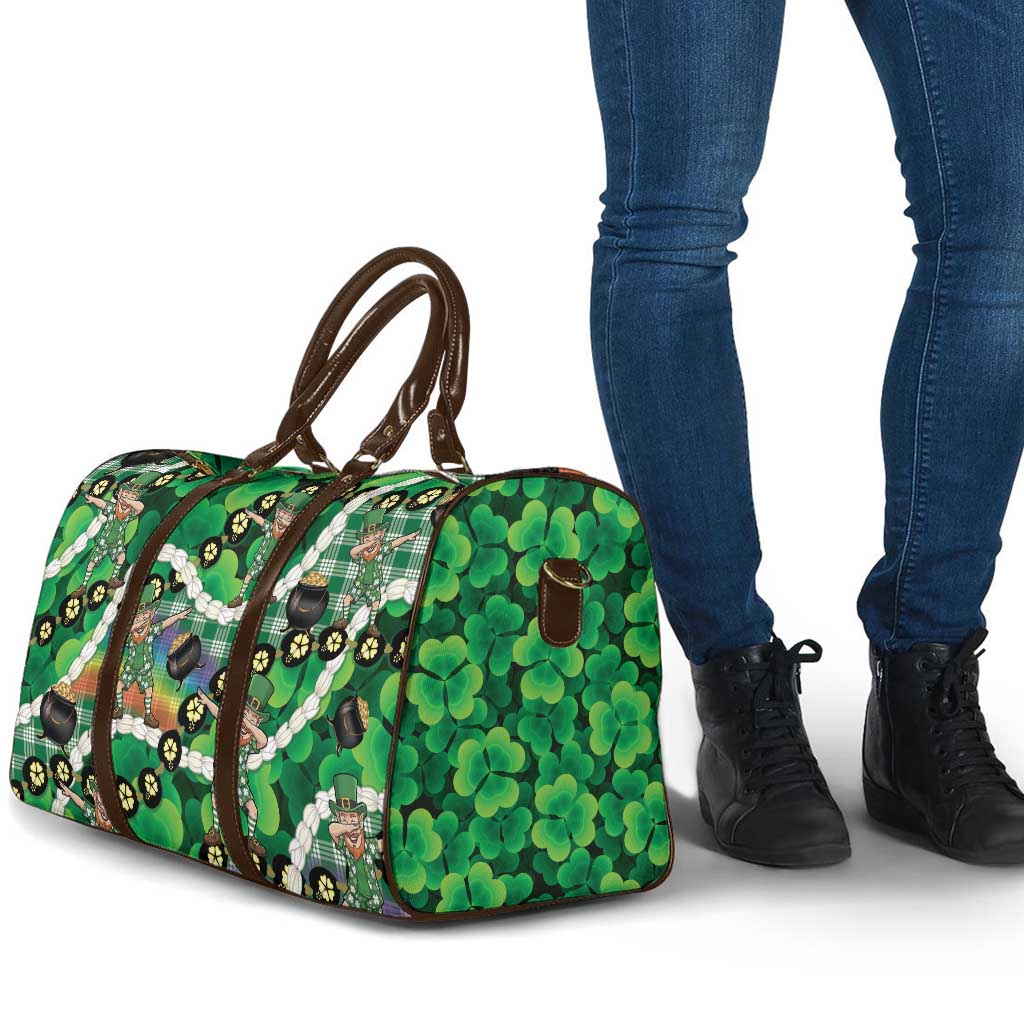 St Patrick's Day Palaka Hawaii Travel Bag Kukui Nut Pikake Lei Shamrock Dabbing Leprechaun