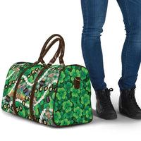 St Patrick's Day Palaka Hawaii Travel Bag Kukui Nut Pikake Lei Shamrock Dabbing Leprechaun