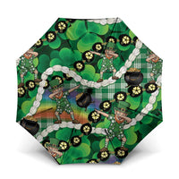 St Patrick's Day Palaka Hawaii Umbrella Kukui Nut Pikake Lei Shamrock Dabbing Leprechaun