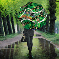 St Patrick's Day Palaka Hawaii Umbrella Kukui Nut Pikake Lei Shamrock Dabbing Leprechaun