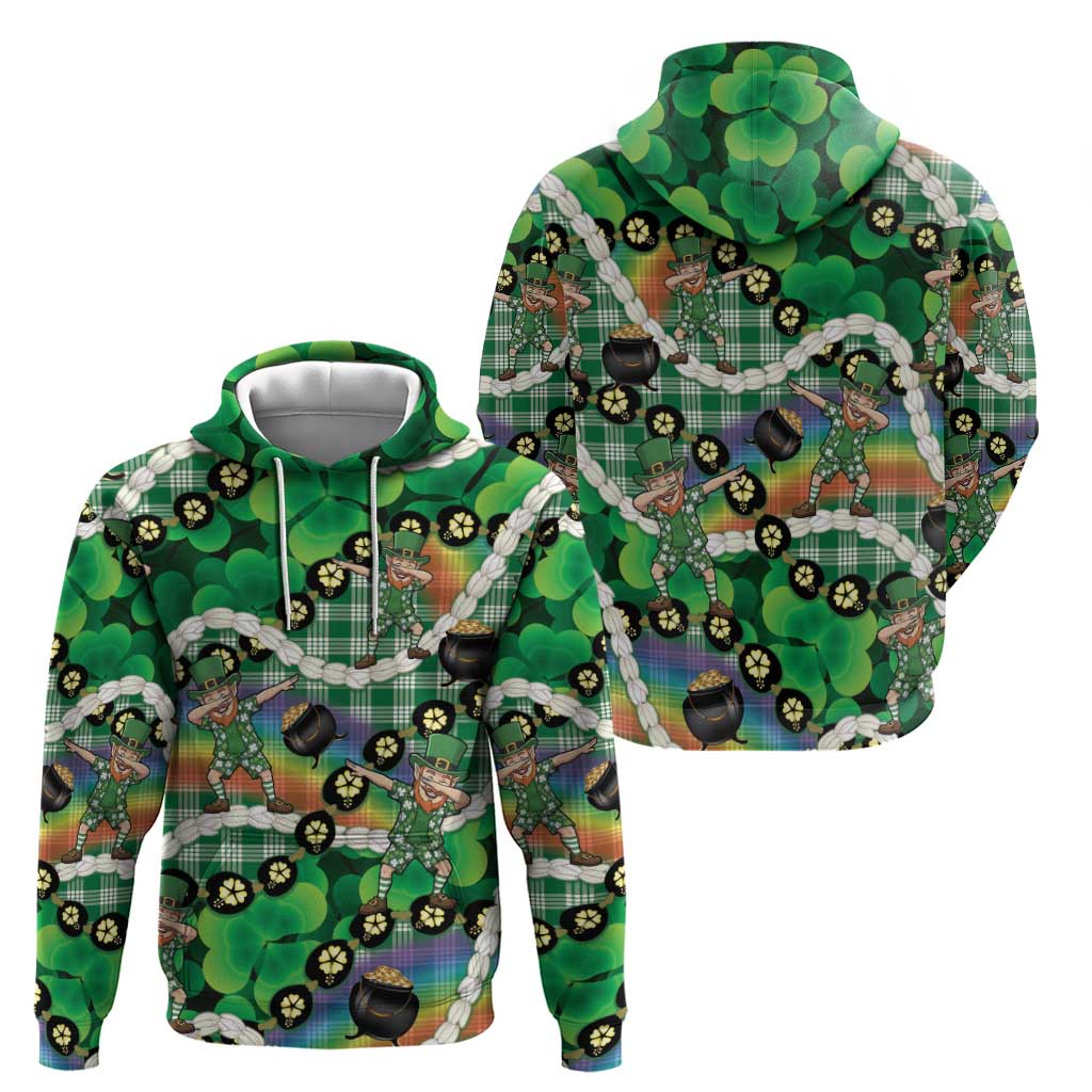 St Patrick's Day Palaka Hawaii Zip Hoodie Kukui Nut Pikake Lei Shamrock Dabbing Leprechaun LT14 - Polynesian Pride