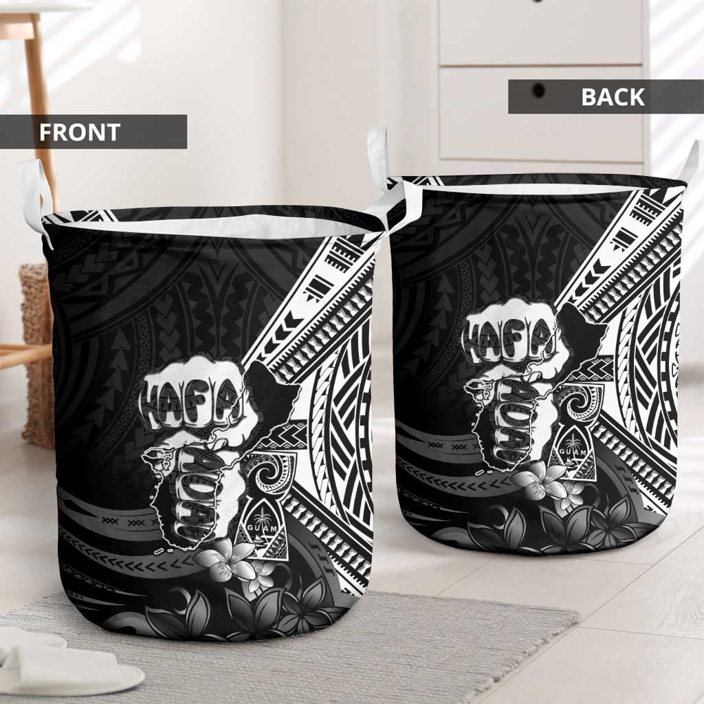 Hafa Adai Guam Discovery Day Laundry Basket Chamorro Latte Stone Hand Black Version