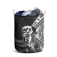 Hafa Adai Guam Discovery Day Laundry Basket Chamorro Latte Stone Hand Black Version