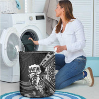 Hafa Adai Guam Discovery Day Laundry Basket Chamorro Latte Stone Hand Black Version