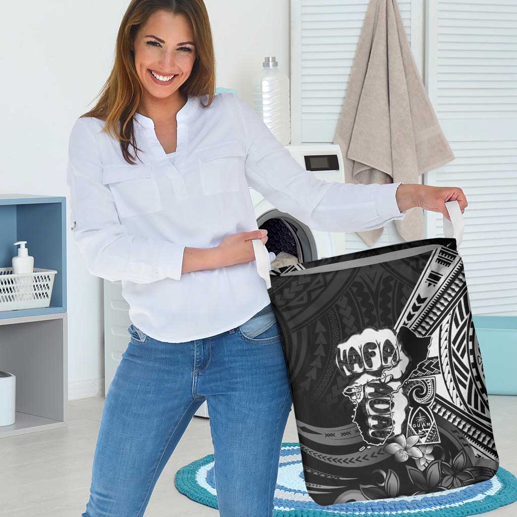 Hafa Adai Guam Discovery Day Laundry Basket Chamorro Latte Stone Hand Black Version