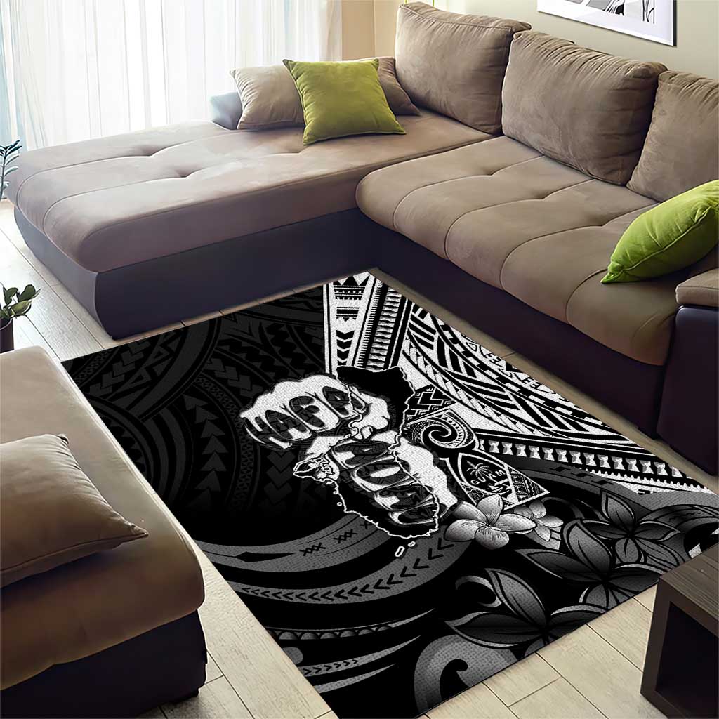 Hafa Adai Guam Discovery Day Area Rug Chamorro Latte Stone Hand Black Version