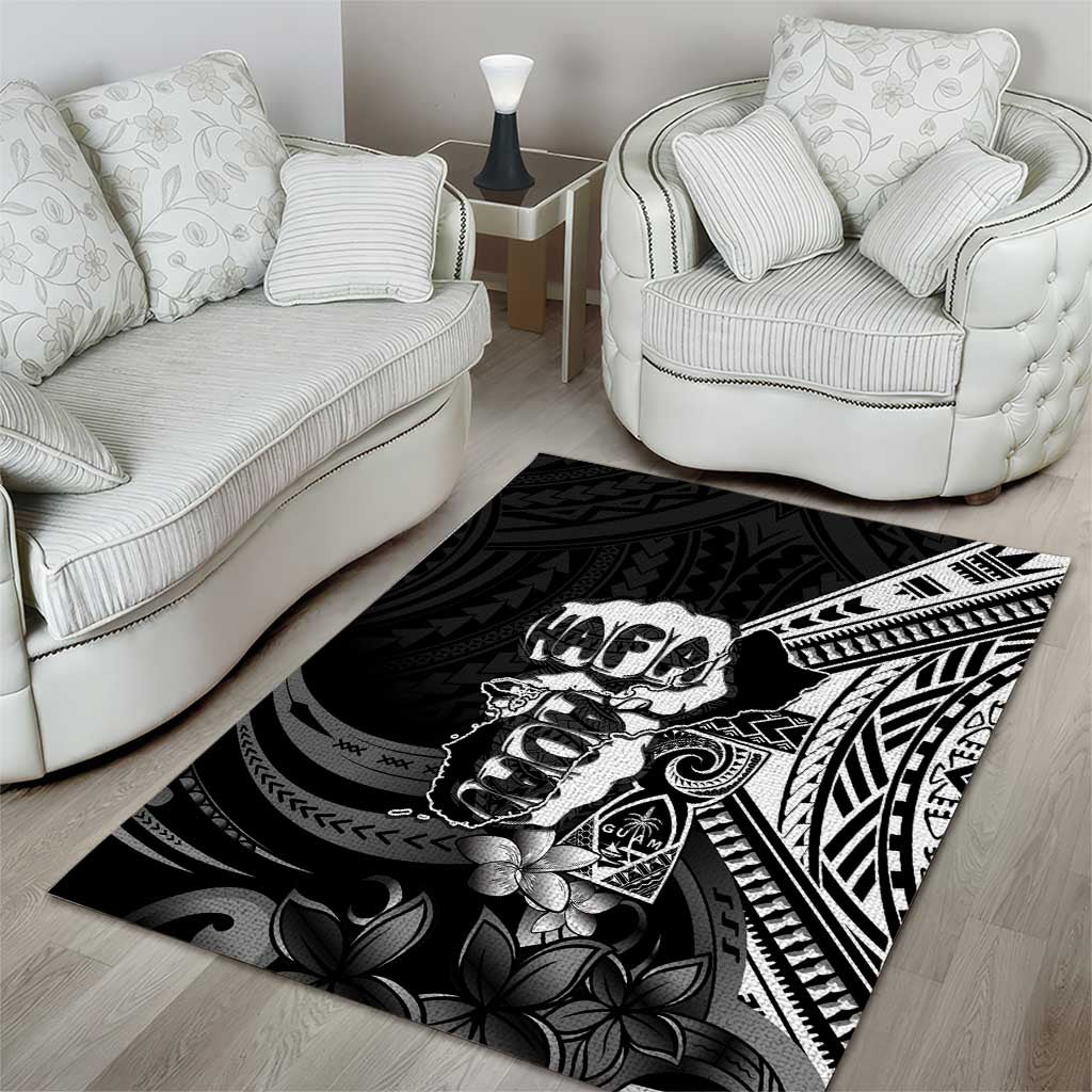 Hafa Adai Guam Discovery Day Area Rug Chamorro Latte Stone Hand Black Version