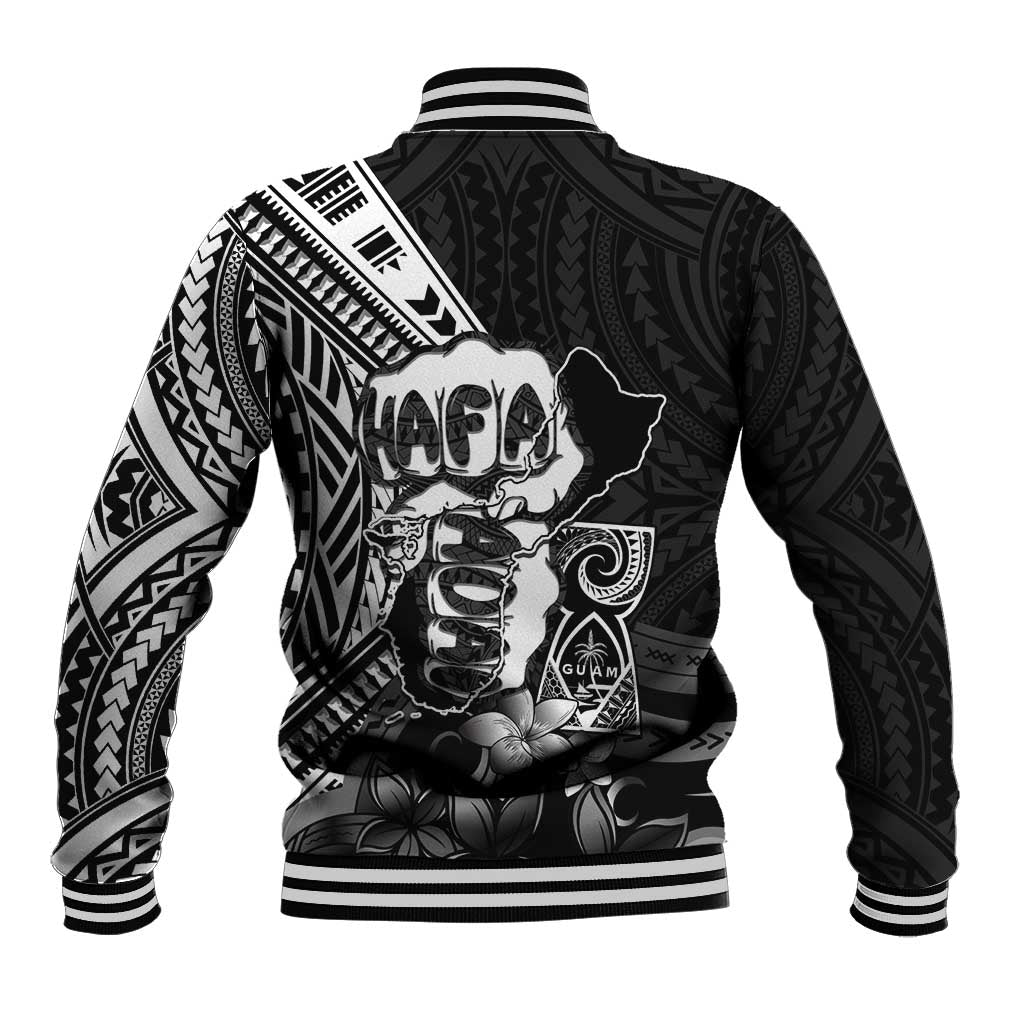 Hafa Adai Guam Discovery Day Baseball Jacket Chamorro Latte Stone Hand Black Version