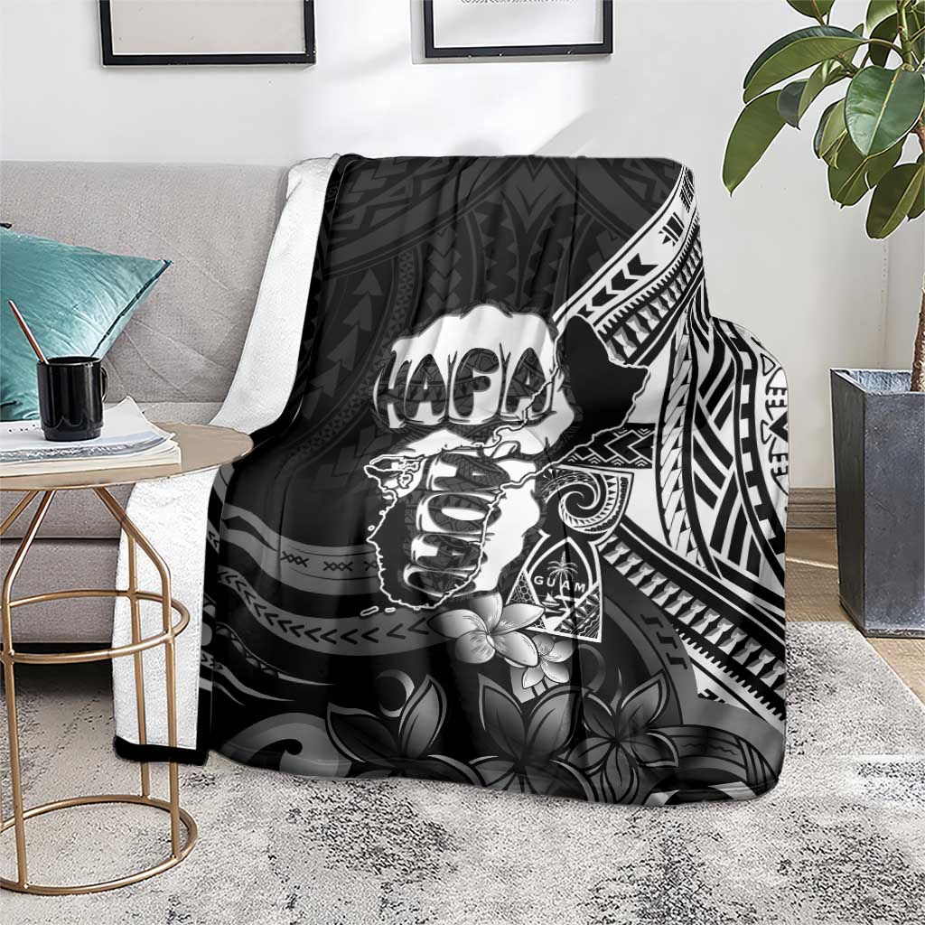 Hafa Adai Guam Discovery Day Blanket Chamorro Latte Stone Hand Black Version