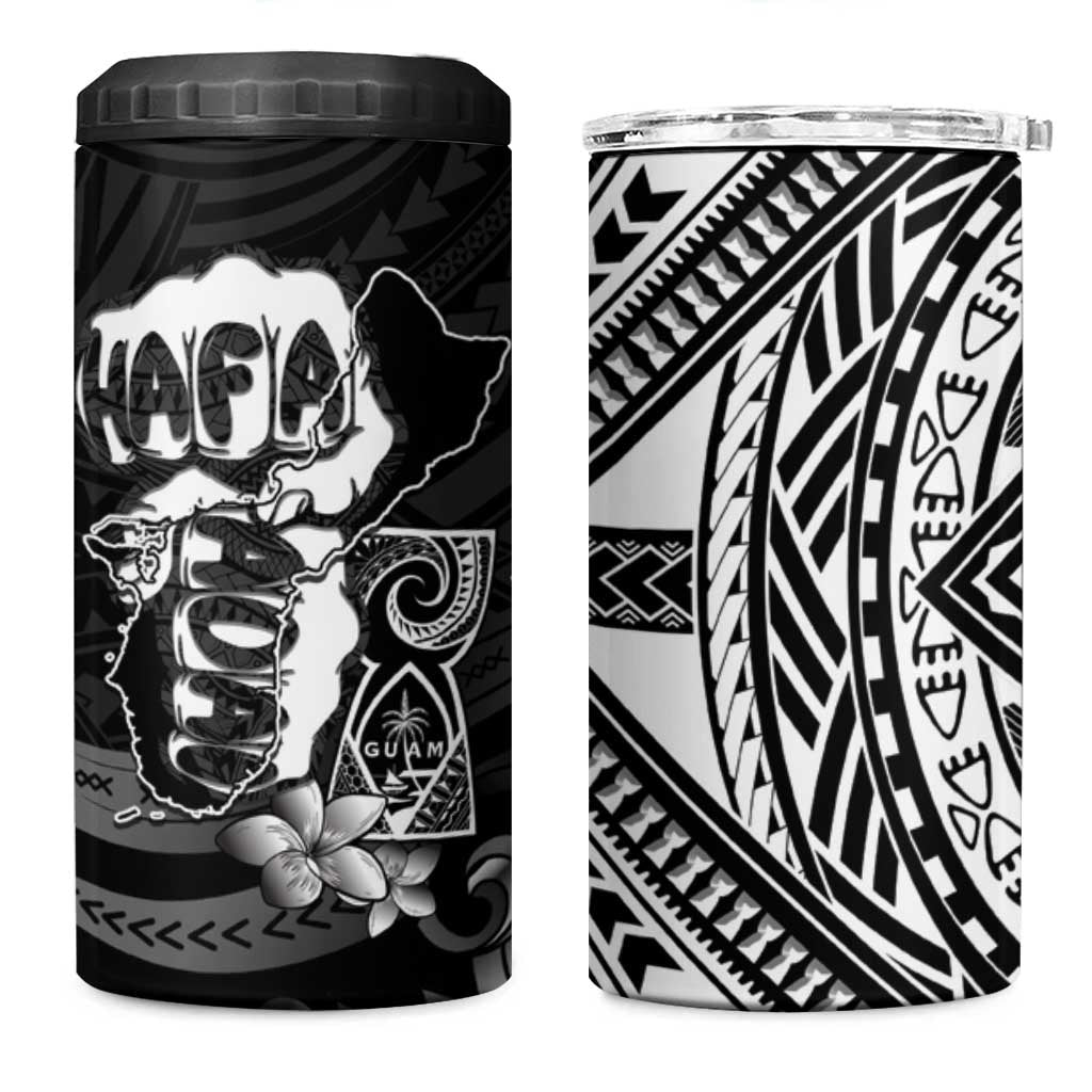 Hafa Adai Guam Discovery Day 4 in 1 Can Cooler Tumbler Chamorro Latte Stone Hand Black Version LT14 One Size: 16 oz Black - Polynesian Pride