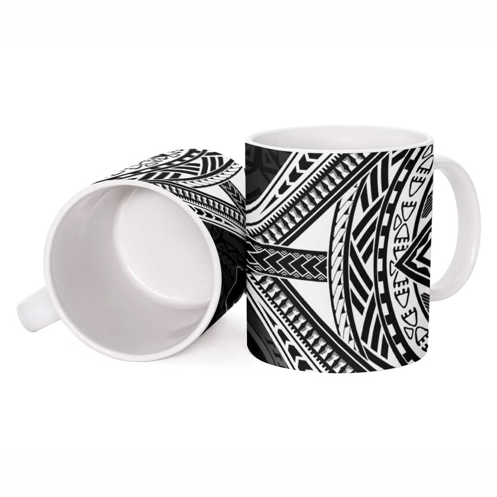 Hafa Adai Guam Discovery Day Ceramic Mug Chamorro Latte Stone Hand Black Version