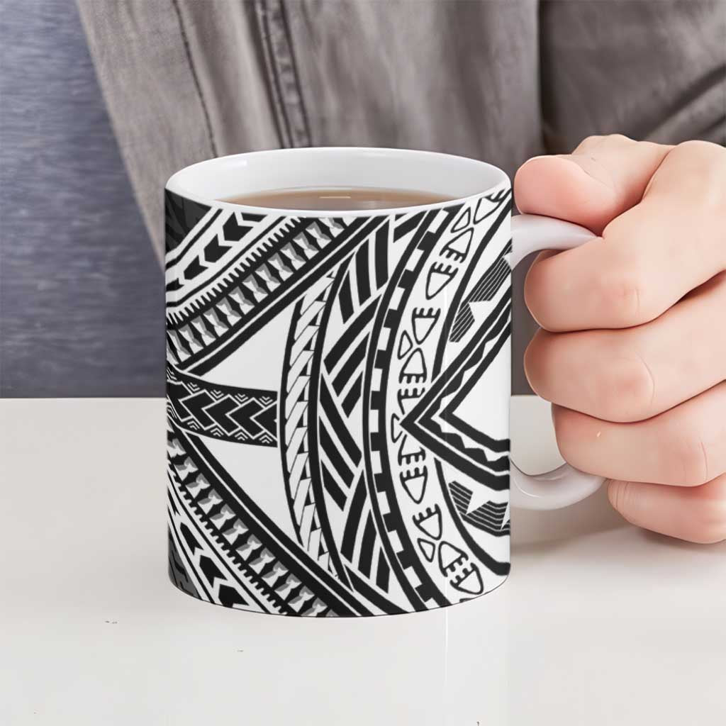 Hafa Adai Guam Discovery Day Ceramic Mug Chamorro Latte Stone Hand Black Version