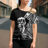 Hafa Adai Guam Discovery Day Cross Shoulder Shirt Chamorro Latte Stone Hand Black Version