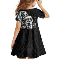 Hafa Adai Guam Discovery Day Family Matching Long Sleeve Bodycon Dress and Hawaiian Shirt Chamorro Latte Stone Hand Black Version